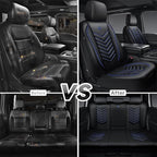 CAR PASS 3D Foam Faux Leather Car Seat Covers Full Set, Waterproof Leather Seat Cover for Cars, Luxury Universal Fit for SUV Truck Sedan Automotive, Armrest Airbag Compatible Anti-Slip, Black and Blue