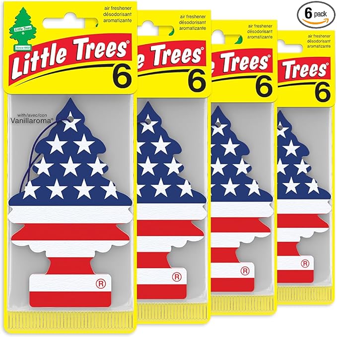 LITTLE TREES Car Air Freshener | Hanging Tree Provides Long Lasting Scent for Auto and Home | Vanilla Pride | Red White and Blue, 24 Air Fresheners