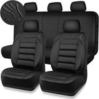 CAR PASS Breatherable Air Mesh Car Seat Covers Full Set, 3D Foam Back Support Automotive Seat Covers, All Season Car Seat Cover Fit Automotive,SUV,Sedan,Van, Airbag Compatible (Black)