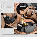 Car Center Console Organizer Armrest Storage Box with 2 Cup Holders-Universal 5-in-1 Leather Cushion Cover,Phone Slot & Tissue Holder for SUV/Sedan(Black)