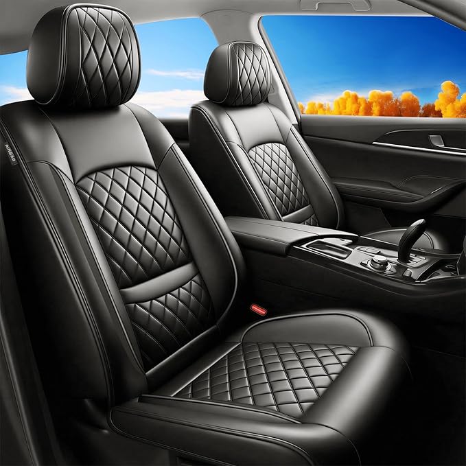 Fit for Venue Seat Covers Compatible with Hyundai Venue 2020-2026 - Waterproof Breathable Leather Automotive Seat Cushions Protector,Only 2 Front seat Covers(Black)