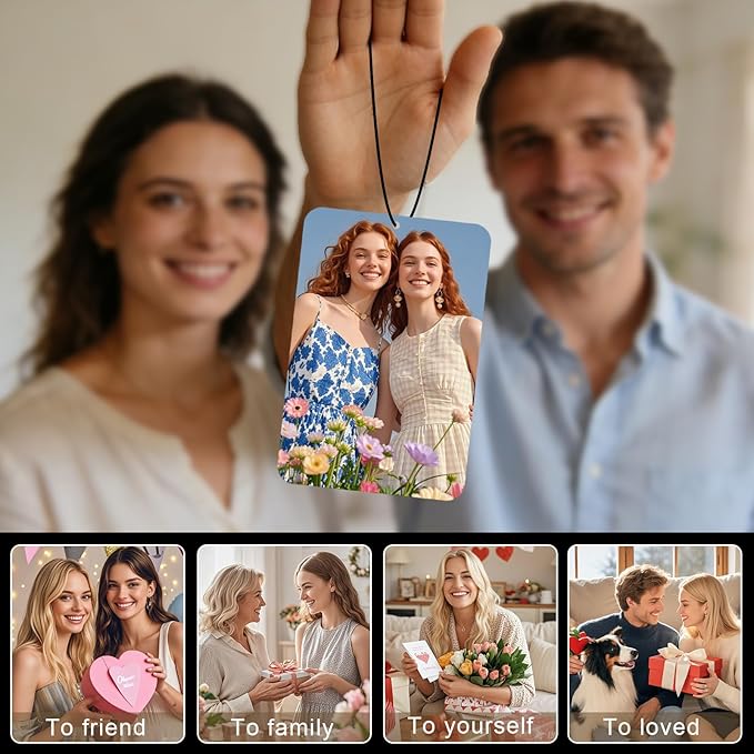Custom Air fresheners with Picture,Personalized Air Freshener for Car,Cute Hanging Car Air Fresheners for Women,Double-sided Photo Printing Hanging Car Scents 30 scents available
