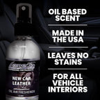 LANE’S Premium Car Air Freshener "New Car Leather" - 4oz Oil-Based, Long-Lasting Auto Scent Spray - Food, Pet, Odor Smell Deodorizer for Cars, Trucks, SUVs' Interior Leather, Carpet, Upholstery
