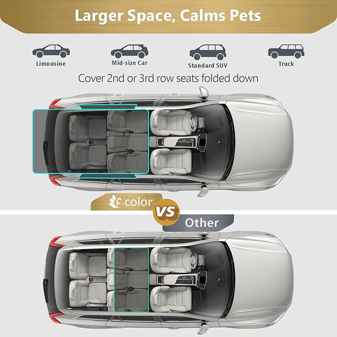 F-color SUV Cargo Liner for Dogs - Waterproof Pet Cargo Liner with Side Flaps, Comfort Dog Cargo Cover with Bumper Flap, Scratchproof Non-Slip Large for Full-Size SUVs Vans, 55 x 93 Inch, Grey
