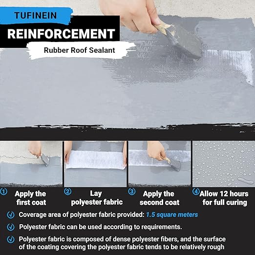 Rubber Liquid Waterproof Sealant, TUFINEIN 11 LB/5 KG Neutral Gray Quick Drying Multi Surface Foundation Leak Repair - Roof Gutters Basement Sealer Waterproof - Indoor & Outdoor Flexible Rubber Paint