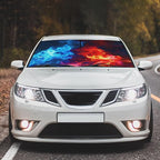 Socira Red Fire Blue Ice Car Windshield Sun Shade Umbrella Foldable Sunshade for Front Window Auto Windshield Sunshade Covers Car Accessories Protect from Sun Rays Heat 57'' X 30''