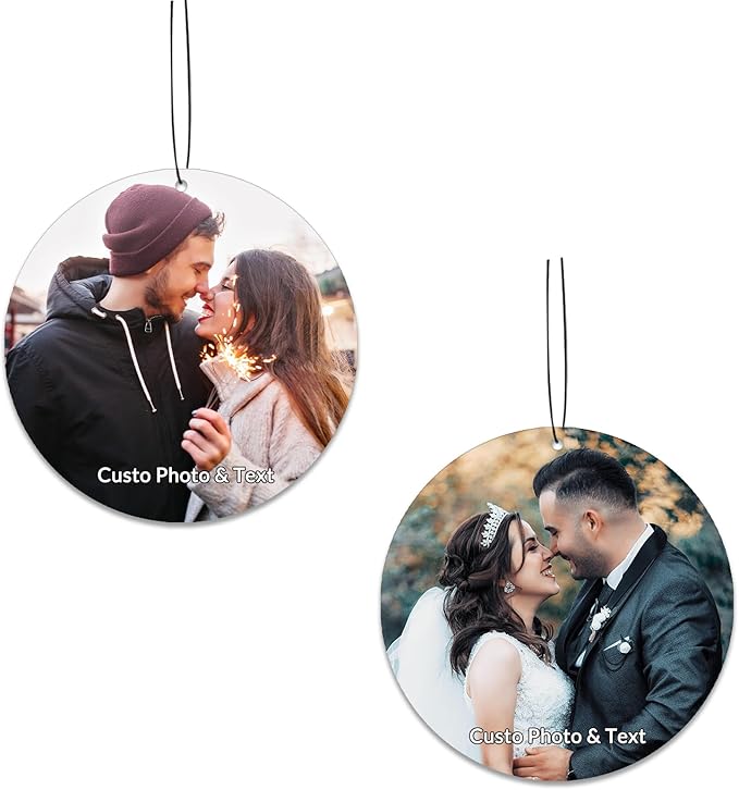 Custom Car Air Freshener with Photo - Double Sided Personalized Face Picture Hanging Ornament, Funny Scented Auto Accessories, Unique Gift for Boyfriend, Husband & Home Decor