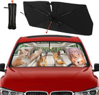 Socira Funny Squirrels Car Windshield Sunshade Umbrella Foldable Visor Umbrella Sun Shade Cover Funny Animal Sunshade Front Window Cover Squirrels Car Accessories Blocks Uv Rays 57" X 30"