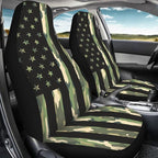 ELEQIN 2 Packs Car Front Seat Cover Car Seat Protector, Nonslip Cushion Cover for Cars, Trucks & SUVs Auto Interior Decor, Camo American Flag Print