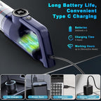 Handheld Vacuum Cordless - Car Vacuum Cleaner with Brushless Motor, 15kPa Powerful Suction Vacuum with LED Light, Type C Port, 2 Fliters, Portable Hand Vacuum for Home, Pet and Car