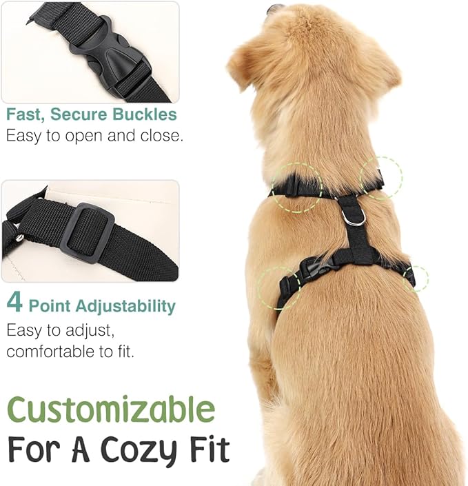 Dog Seat Belt, Safety Vest Dog Car Harness with Adjustable Buckle Dog Seat-Belt for Vehicle Nylon Pet Safety Seats Belts Heavy Duty(XL, Blue)