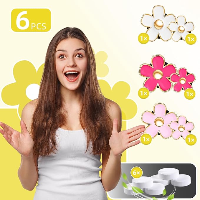 NBTEPEM 6 PCS Daisy Flower Air Vent Clip Car Decoration Accessories Air Conditioning Outlet Clip Car Air Freshener Clip Charm Car Interior Decor(3 cm, 3.3 cm, White, Pink, Red)