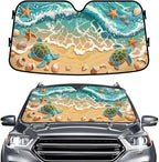 GENANY Turtle Windshield Sun Shade for Car SUV Truck (55x30 Inches), Sun Shade Windshield, Shades for Front Windows, Sunshade for Car Windshield, Protector Blocks UV