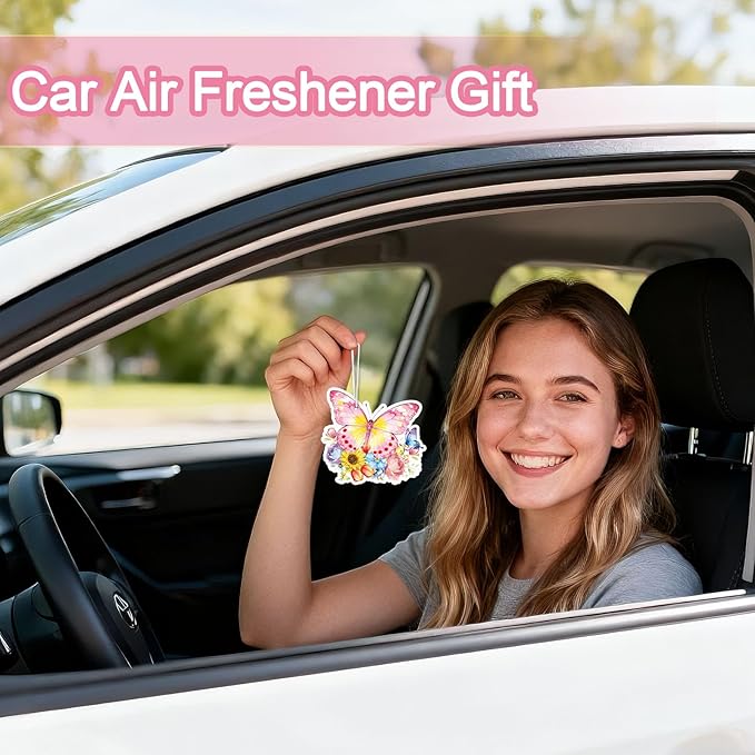 Butterfly Car Air Fresheners,5-Pack Floral Scents Cute Car Accessories,Funny Hanging Ornament Decor for Rearview Mirror,Long-Lasting Fresh Gifts for Women,Girls,Coworkers,Teacher & Nurse