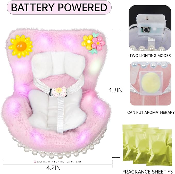 Car Air Freshener Vent Clip with Light Used for Jelly Cat Car Seat,Have A Seat Compatible with Fuggler Accessories (Battery Type-Pink)