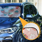 Qilmy Front Windshield Sun Shade Cute Hand Drawn Summer Berries Strawberries Folding Sun Shield Shade, Blocks UV Ray to Keep Your Vehicle CoolSun Visor Protector for Fits Car Truck SUV 55"x27.6"
