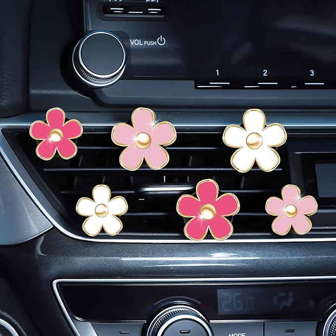 Daisy Cute Car Decoration Flower Vent Clip - Air Conditioning Outlet Clip - Colorful Car Accessory Set, SCENTED-Mixed