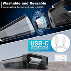 Handheld Vacuum Cordless Portable Car Vacuum with LED Light, High Power Suction, 3 in 1, Lightweight Rechargeable Hand Vacuum, Hand Held Vacuum Cleaner for Car Home Office, Pet Hair, Black