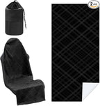 2 Pack Car Seat Towel Covers with Storage Bag 63 x 32 Inch Athletic Running Towel Seat Sweat Washable Non Slip Cover Gift for Car Outdoor Sport Activities (Black Plaid)