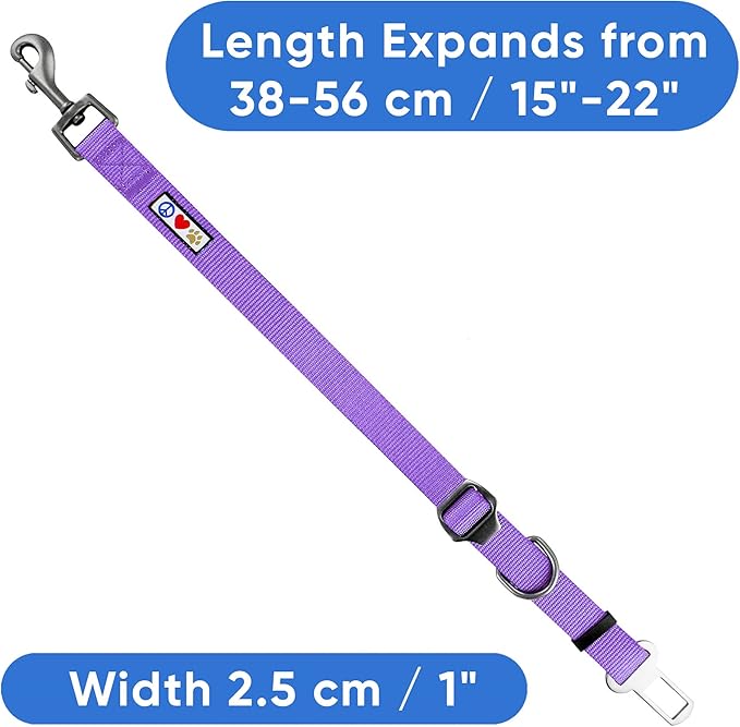 Pawtitas Dog Seat Belt | Pet Safety Seat Belt with Adjustable Strap for Small to Large Dogs | Exceeds Dog Safety Standards | Keep Your Dog Secure in The Car - Purple Orchid Car Seat Belt for Dogs