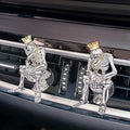 2pcs skull air freshener car Car Diffuser Vent Clip With Aromatherapy Tablets Fragrance Skeleton Aroma Accessories Interior Decorations For Men Women Teens Funny Christmas Halloween Gifts (Silver)