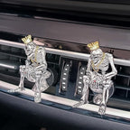 2pcs skull air freshener car Car Diffuser Vent Clip With Aromatherapy Tablets Fragrance Skeleton Aroma Accessories Interior Decorations For Men Women Teens Funny Christmas Halloween Gifts (Silver)
