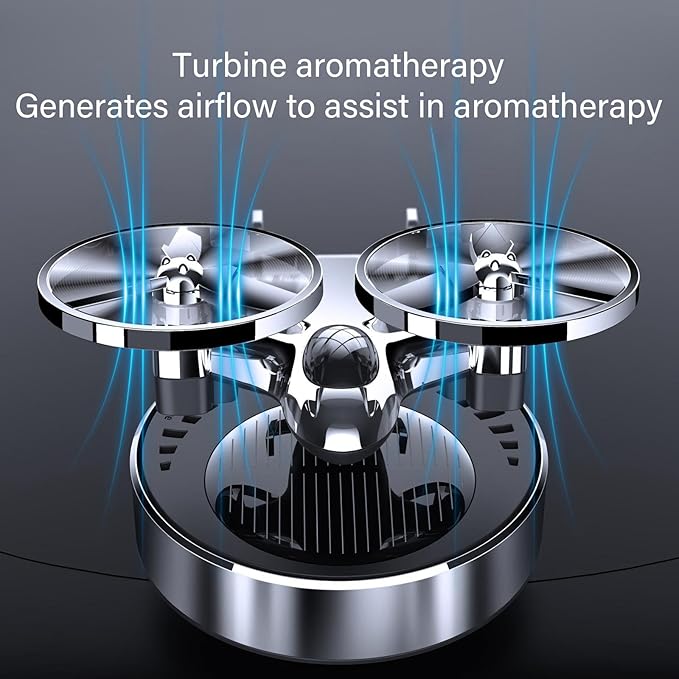 Car Air Freshener | Solar Powered Helicopter Scents Diffuser | Fashion Automotive Interior Decoration Accessories Purifiers for Car and Home Aromatherapy Dashboard (Dark)
