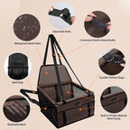 PetsHome Dog Car Seat Foldable Dog Car Booster Seat Waterproof Breathable Oxford Travel Bag for Small to Medium Dogs, Puppies, and Pets-Pure Coffee