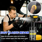 Plastic Trim Restorer, 7pcs Cars Interior Trim Scratch Remover Kit with Brush, Sponge, Microfiber Towel, Nourishing Cream Restorer Shines Darkens Faded Plastic & Rubber, 30mlx2