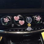 Bling Pink Daisy Car Air Fresheners with 4 Heart Vents Clips for Women's Carr deco + Mask Hook