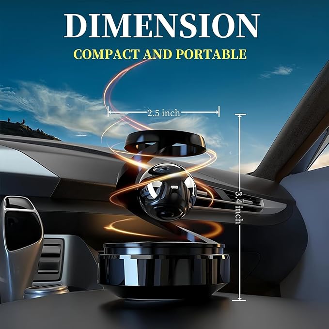 Chrome Solar Air Freshener for Car Stocking Stuffers Rotatable Air Purifier Aromatherapy Diffuser Long Time Home Interior Fragrance Stocking Stuffers Car Decoration Perfume Included