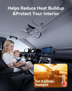 helloleiboo Graphene Car Windshield Sun Shade Car Sun Shade for Windshield with Heat Absorption Coating Foldable Design with UV Protection to Keep Your Car Interior Cooler Silver (Large-61 × 32 in)