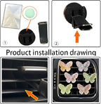 6 Pcs Butterfly Car Vent Clips, Cute Butterflies Cars Air Conditioning Clip Decorations, Charm Automotive Interior Decor for Women Men Accessories, Automotive Air Fresheners（2 Card Slots and 4 Clips）