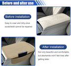 Car Center Console Cover with 2 Storage Bags - Leather Car Armrest Cushion Pad Vehicle Middle Console Cover, Universal Armrest Seat Box Protector Auto Interior Accessories for SUV, Truck, Sedan(Beige)