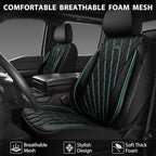 CAR PASS Thick Foam 3D Air Mesh Leather Car Seat Covers Front Seats Only, Breathable Premuim Leather Two Front Seat Cover, Airbag Compatible Universal Fit for 95% Sedan Van Truck SUV,Black and Mint