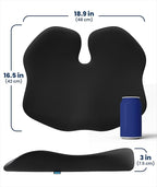 Everlasting Comfort Car Seat Cushion for Driving - Orthopedic Car Cushion for Office, Travel, Gaming Chair Memory Foam Driver Booster for Short People, Non-Slip, Washable Cover, Back & Sciatica Relief