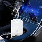 100ML Car Essential Oil Diffuser, Rechargeable Battery Powered, Cordless Portable Humidifier with 7 LED Color Changing Lights for Travel (White)