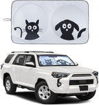 IC ICLOVER Car Windshield Sunshade with Pet Design, Cute Cartoon Design Front Auto Car Windshield Sun Shade Folding Silvering Sun Visor - UV Coating for UV Ray Deflector (Dog & Cat) - Small