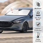 Windshield Sun Shade Fit for 2019-2024 2025 2026 Mazda 3 Accessories Mazda3 Hatchback/Sedan Window Shade Cover Foldable Sunshade Shield Blocker Keeps Cool