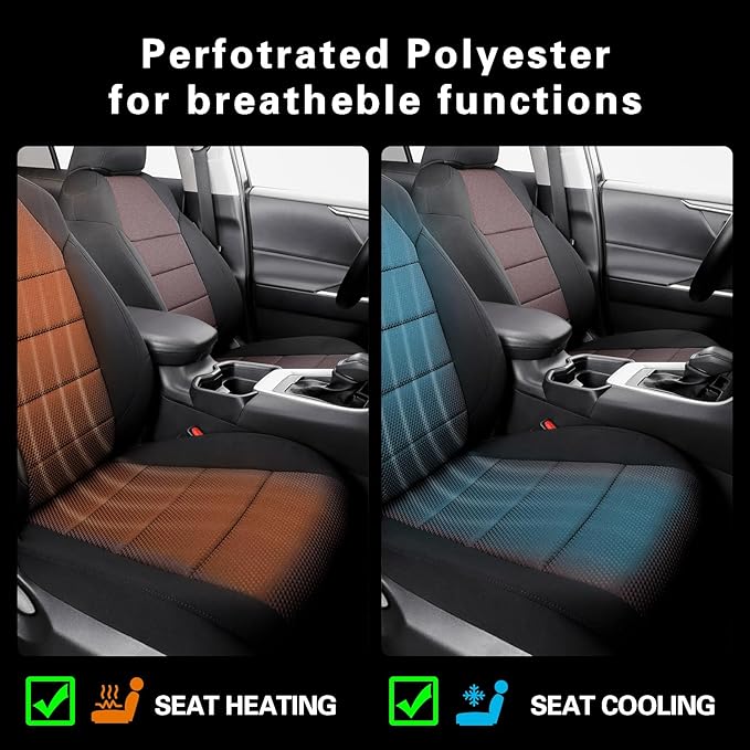 coverdream Rav4 Seat Covers Custom Fit for 2019-2024 2025 Toyota Rav4 LE,XLE,XLE Premium,Limited,Full Coverage Polyester Car Seat Protector(Full Set,Black & Wine)