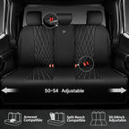 CAR PASS Luxury Faux Leather Rear Bench Car Seat Covers, Waterproof Anti Slip Back Seat Covers, Deluxe Automotive Backseat Cover Universal Fit for Most Cars Sedan SUV Pickup Truck (All Black)