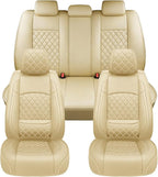 Fit for Sonata Car Seat Covers Compatible with Hyundai Sonata 2004-2026-Waterproof Breathable Leather Automotive Seat Cushions Protector, Airbag Compatible, Full Set 5 Seats(Beige)