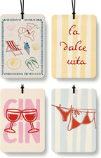 Vintage Beach Bar Cologne Car Air Freshener 4 Pcs, Preppy Coastal Beachy Hanging Air Freshener for Cars Bathroom Dorm Books Decor, Retro Beach Accessories Gifts for Women Girls