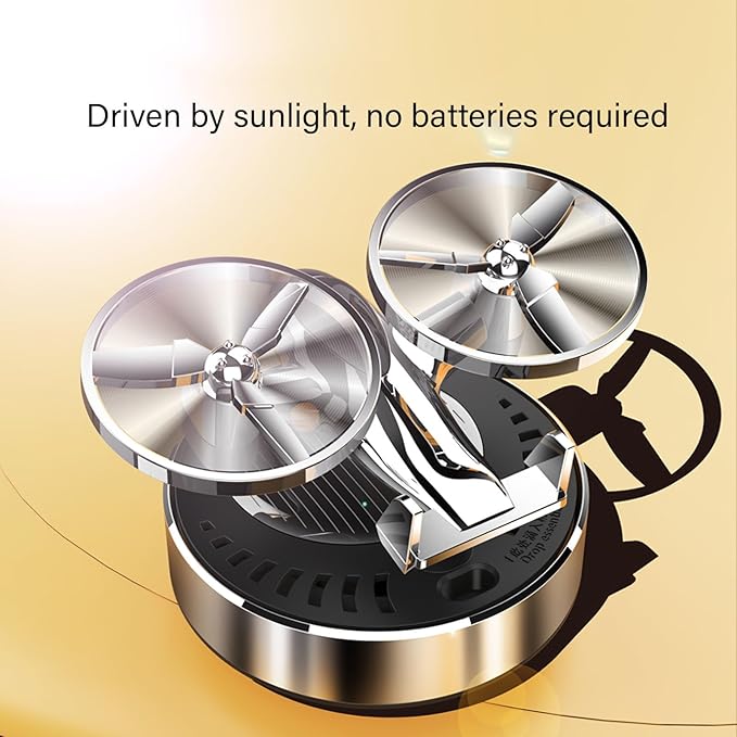 Car Air Freshener | Solar Powered Helicopter Scents Diffuser | Fashion Automotive Interior Decoration Accessories Purifiers for Car and Home Aromatherapy Dashboard (Silver)