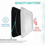 Windshield Sun Shade - Certified 99.87% UVB & 99.02% UVA Protection Car Sun Shade. Award Winning Sunshade for Car Windshield with Patented Technology. Size L 63"x35" Car Window Shades by Kinder Fluff