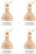 Refillable Car Air Freshener Hanging Diffuser, Empty Glass Bottle with Reed Sticks for Essential Oils, Car Scent Diffuser and Aromatherapy Pendant Decor for Women and Men (4PCS)