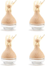 Refillable Car Air Freshener Hanging Diffuser, Empty Glass Bottle with Reed Sticks for Essential Oils, Car Scent Diffuser and Aromatherapy Pendant Decor for Women and Men (4PCS)