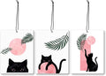 Mancheng-zi Cute Boho Black Cat Car Air Freshener 3Pcs, Pink Boho Botanical Sun Cat Air Freshener Hanging for Cars Closet Drawer or Books, Cute Pink Car Accessories Mirror Decor for Women