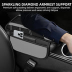 NBTEPEM Gray Center Console Cover, Sporty Leather Armrest Cover Cushion with 2 Storage Pockets, Universal Auto Middle Console Protector, Car Interior Accessories for Most SUV, Truck, Sedan Vehicles