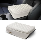 KMMOTORS Fits Model y, Model 3 (2021-2024) Center Console Cover Quilting White, Armrest Cushion, Console Protector, Vegan Leather, Model 3 Accessories, Model y Accessories (Creamy White)